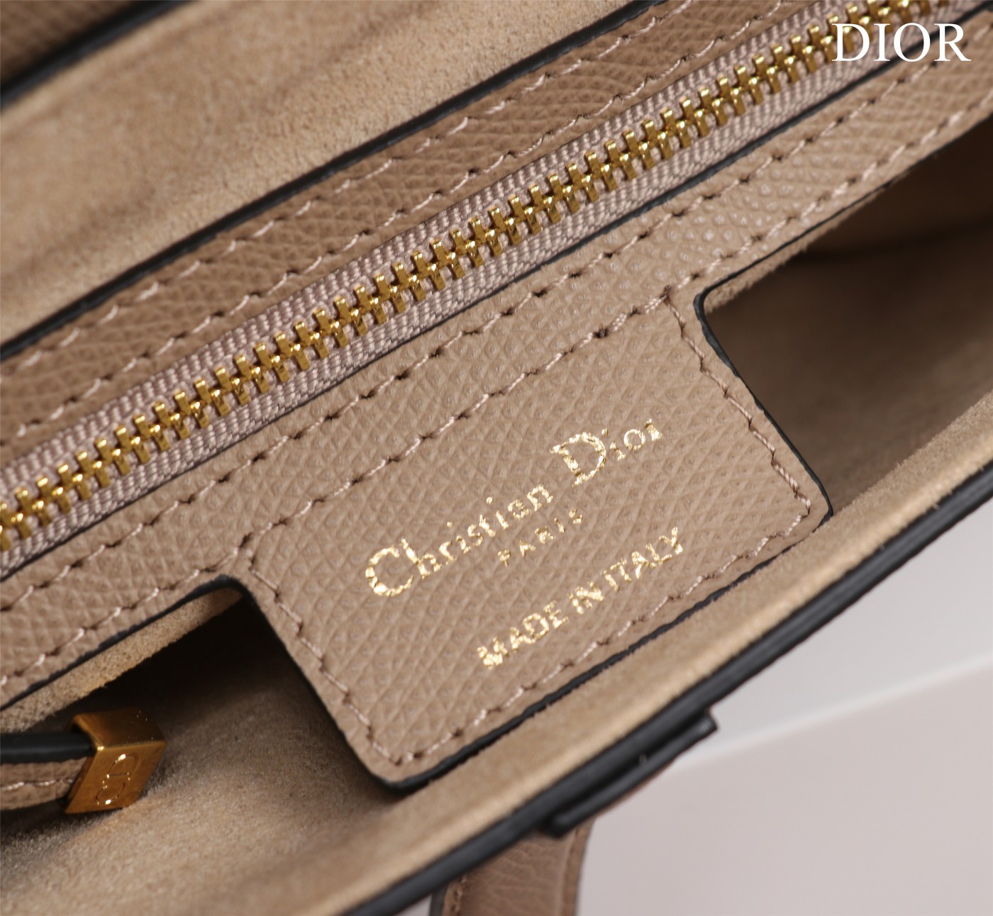 Saddle Bag with Strap Powder Beige Grained Calfskin